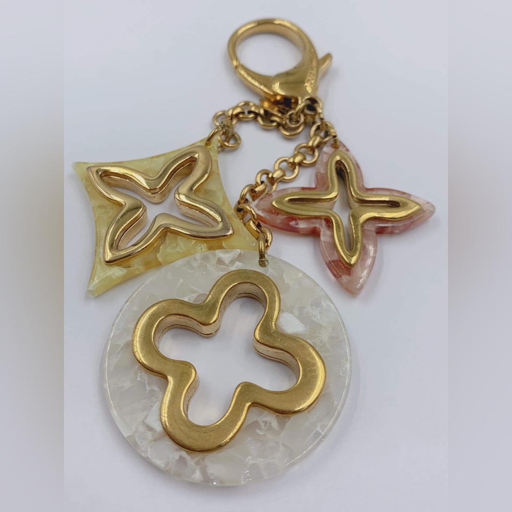 Louis Vuitton Charm Monogram  flower Bijoux  sack Gold Multicolor purse keychain